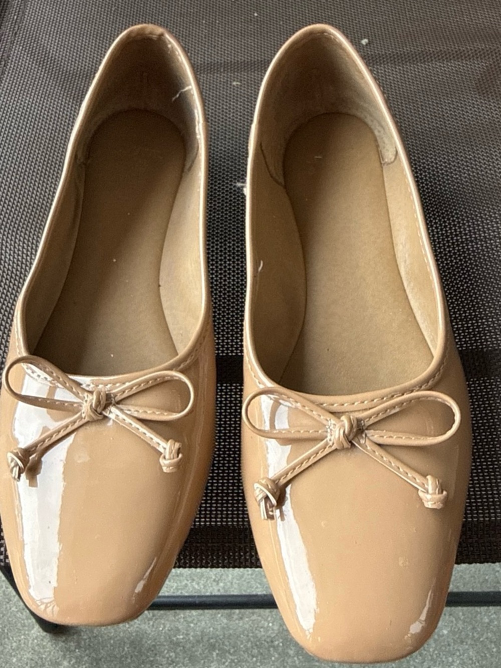 crown & ivy Patent Nude Bow Ballet Flats